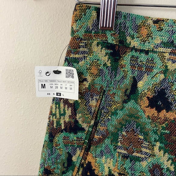 Zara Basic Tapestry Print High Waist Side Zip Wool Blend Mini Shorts Sz M NWT - Picture 4 of 9